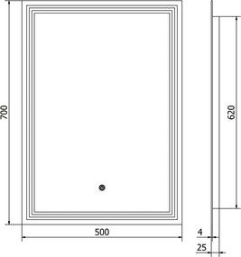 Mexen Taco verlichte badkamer spiegel 50 x 70 cm, LED 6000K, anti-condens - 9805-050-070-611-00