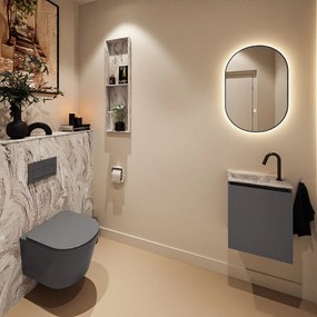 Mondiaz Ture DLux toiletmeubel 40cm dark grey met wastafel glace links met kraangat