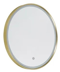 Badkamerspiegel goud 50 cm incl. LED 3-staps dimbaar met touch rond - Miral