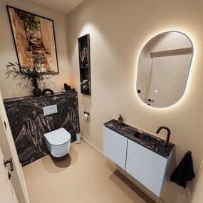 Mondiaz Ture DLux toiletmeubel 80cm clay met wastafel lava rechts met kraangat