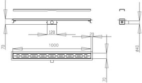 Best Design Moya douchegoot met flens 100cm verouderd ijzer