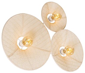 Design plafondlamp wit met stof 3-lichts - Jane Design E27 rond Binnenverlichting Lamp