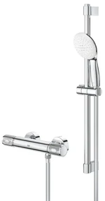 GROHE Grohtherm 1000 Performance Doucheset - thermostatische douchekraan - met rozetten - met glijstangset - 60cm - ronde handdouche - 2 straalsoorten - gladde doucheslang - chroom 34834001