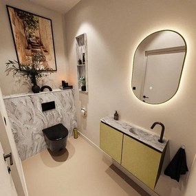 MONDIAZ TURE-DLUX 80cm toiletmeubel Oro. EDEN wastafel Glace positie rechts. Met 1 kraangat. TUREDX80OROR1GLA