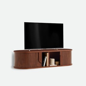 TV-meubel van notenfineer, 2 schuifdeuren, B 120 cm, MARCELINO