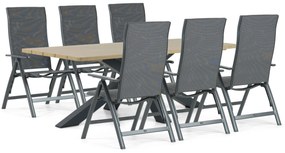 Tuinset 6 personen 220 cm Aluminium/textileen Grijs Hartman Sitges/Azzurro