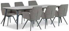 Tuinset 6 personen 240 cm Outdoor textiel Grijs Lifestyle Garden Furniture Andorra/Vienna