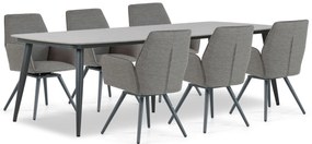 Tuinset 6 personen 240 cm Outdoor textiel Grijs Lifestyle Garden Furniture Andorra/Vienna