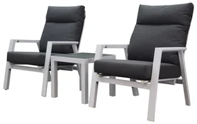 Vegas lounge balkonset 3 delig verstelbaar aluminium wit