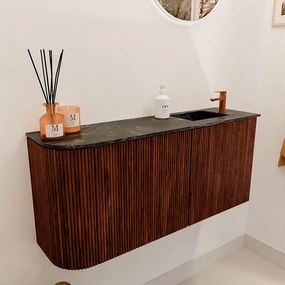 Mondiaz Joya DLux 90cm toiletmeubel ronding links ruby met wastafel faye rechts 1 kraangat lava