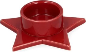 Kandelaar ster, porselein, rood, adventkaars