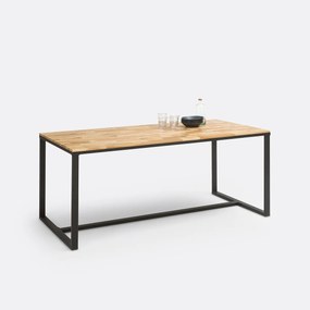 Eettafel, eik en staal, 8 personen, HIBA