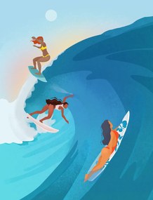 Ilustratie Surfers, Petra Lizde, (30 x 40 cm)
