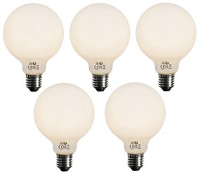 Set van 5 E27 dimbare LED lamp opaal G95 5W 450 lm 3000K