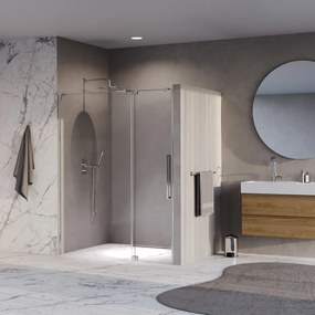 Brauer Stellar nisdeur met vaste wand 140cm chroom