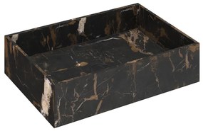 Fontana Portoro Gold marmer mat zwart wastafelmeubel 80cm met toppaneel en rechthoekige waskom