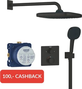 Grohe Precision inbouw regendoucheset Comfort 250 met 3 straalsoorten mat zwart vierkant