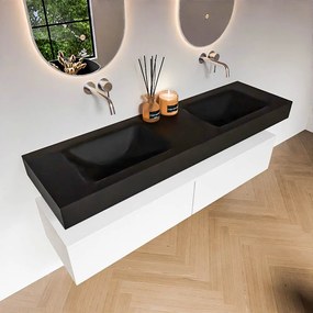 Zaro Alan badmeubel 160cm talc 2 lades met vrijhangende wastafel cloud dubbel zonder kraangat urban