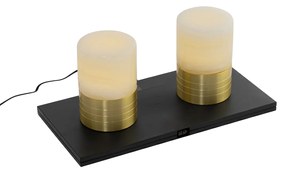 Buitenlamp met dimmer LED Set van 2 tafellamp met dimmeren goud RGBW oplaadbaar - Alessia Art Deco IP54 Buitenverlichting rond Lamp