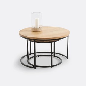 Set van 2 nesting eiken salontafels, Hiba