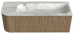 Mondiaz Kurve-dlux 125cm badmeubel ronding links dusk met 1 lade en deur en wastafel big medium rechts zonder kraangat opalo