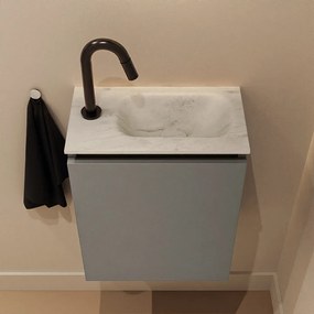 Mondiaz Ture DLux toiletmeubel 40cm smoke met wastafel opalo rechts met kraangat