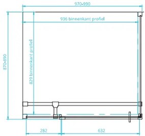 van Rijn ST05 douchecabine chroom 100x90cm