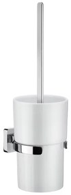 Smedbo Ice WC-borstelgarnituur - 9.8x38x10.6cm - zelfklevend / boren - Massief messing Chroom/Porcelein OK333P