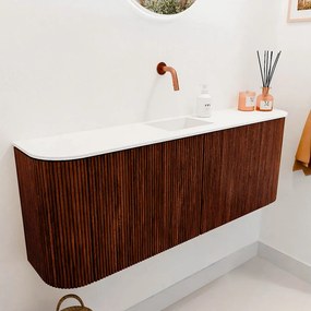 Mondiaz Joya 115cm toiletmeubel ronding links/rechts ruby met wastafel faye midden zonder kraangat talc