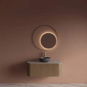 Gliss Design Kosmos spiegel rond met cirkel 80cm mat goud met handsensor
