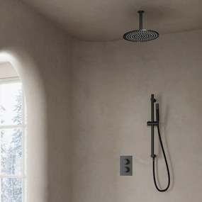 Saniclear Iron Pro inbouw regendouche met plafondarm, 20cm hoofddouche en glijstang gunmetal
