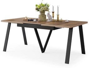 AVERY eik Halifax vertind/onderkant zwart - LOFT/INDUSTRIËLE TAFEL VOOR WOONKAMER/EETKAMER UITKLAPBAAR TOT 290 cm!