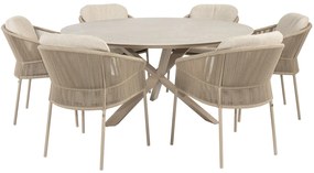Florence Prado dining tuinset 160xH75 cm rond 7 delig keramiek latte Taste 4SO