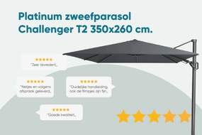 Platinum Challenger zweefparasol T2 Premium - 3,5x2,6 m. - Manhattan met ingraafvoet en hoes