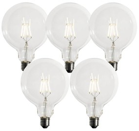 Set van 5 E27 dimbare LED lampen G125 5W 450 lm 3000K