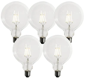 Set van 5 E27 dimbare LED lampen G125 5W 450 lm 3000K