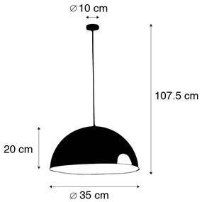 Industriële hanglamp wit met goud 35 cm - Magna Eco Industriele / Industrie / Industrial E27 rond Binnenverlichting Lamp