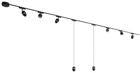 LED Railsysteem met 6 Spot / Opbouwspot / Plafondspots en 2 hanglampen zwart 1-fase - Magnetic Eggy Modern Binnenverlichting Lamp