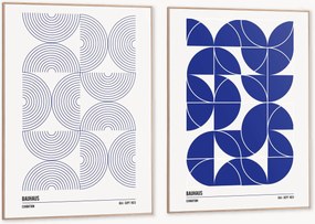 Ingelijste digitale prints Bauhaus Shapes, 2-delig