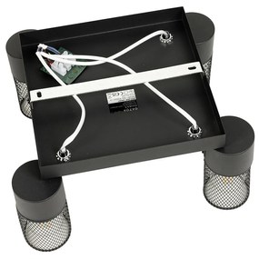 Industriële plafondspot zwart 4-lichts verstelbaar - Jim