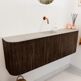 Mondiaz Joya DLux 125cm toiletmeubel ronding links/rechts walnut met wastafel faye midden zonder kraangat opalo