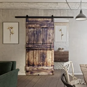 Houten Schuifdeur Essenhout 210x100 - Zwart - Incl. Rails