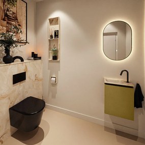 Mondiaz Ture DLux toiletmeubel 40cm oro met wastafel frappe links met kraangat