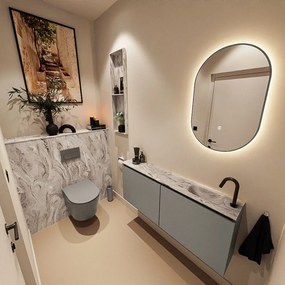 Mondiaz Ture DLux toiletmeubel 120cm smoke met wastafel glace rechts met kraangat