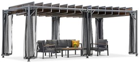 Antraciet Paros terraspergola 3x6m met muggengaas Garden Point