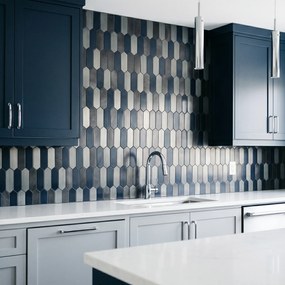 Zelfklevende Mozaïektegels Metaal | Picket Blauw | 28,2×27,3 cm | Keuken, Bad &amp; WC