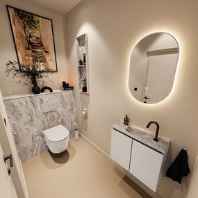 Mondiaz Ture DLux toiletmeubel 60cm linen met wastafel glace midden met kraangat