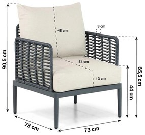 Tuinstoel Aluminium/wicker Grijs-antraciet Coco Ibiza