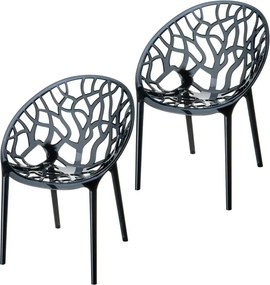 Garden Impressions Crystal tuinstoel zwart - 2 stuks