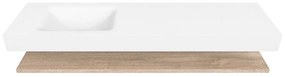 Zaro Alan badmeubel 170cm met planchet washed oak en vrijhangende wastafel cloud links zonder kraangat talc